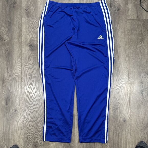 Vintage Adidas Breakaway Pants Royal Blue Basketball Warm Up Y2K 3 Stripe Medium - Picture 1 of 6